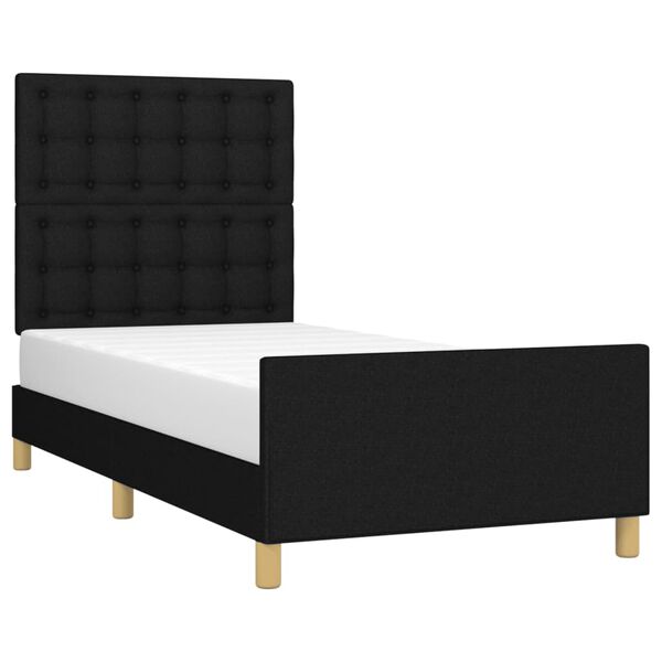 vidaXL Cadre de lit sans matelas avec t&ecirc;te de lit noir 90x200 cm tissu