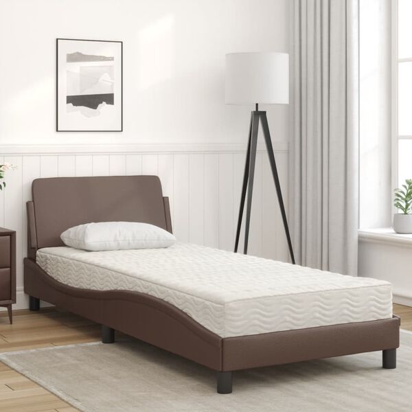 vidaXL Lit avec matelas Dover marron 90x190 cm similicuir