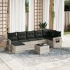 vidaXL Salon de jardin 8 pcs avec coussins gris clair r&eacute;sine tress&eacute;e