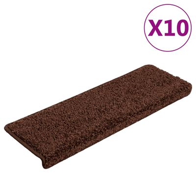 vidaXL Tapis d'escalier 10 pcs 65x21x4 cm Marron