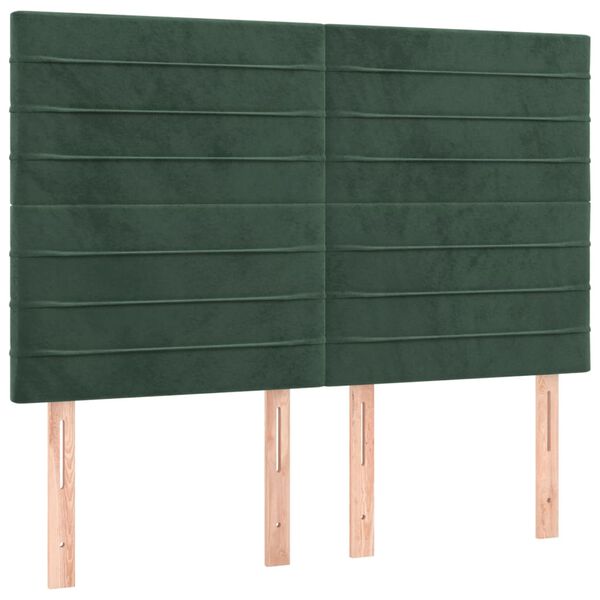 vidaXL T&ecirc;te de lit Vert fonc&eacute; 144 x 5 x 118/128 cm Velours