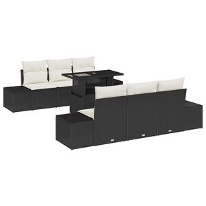 vidaXL Ensemble de canap&eacute; de jardin avec coussin 7 pcs Noir et Cr&egrave;me