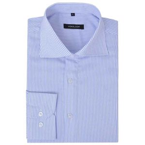 vidaXL Chemise pour hommes Blanc et bleu clair Ray&eacute;e Taille S