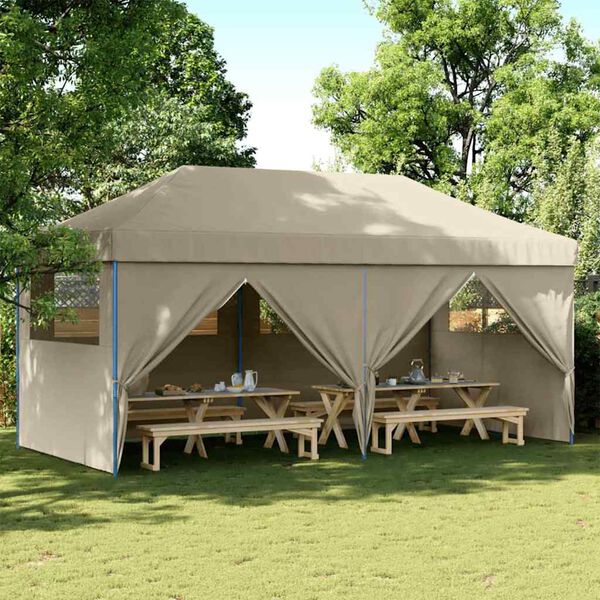 vidaXL Tente de f&ecirc;te pop-up Taupe 580 x 292 x 315 cm Tissu Oxford