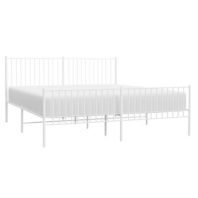 vidaXL Cadre de lit métal sans matelas et pied de lit blanc 180x200 cm