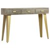 vidaXL Table console Bois de manguier Gris avec laiton 110x35x76 cm