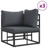 vidaXL Ensemble de canap&eacute; de jardin avec coussin 12 pcs Noir Aluminium