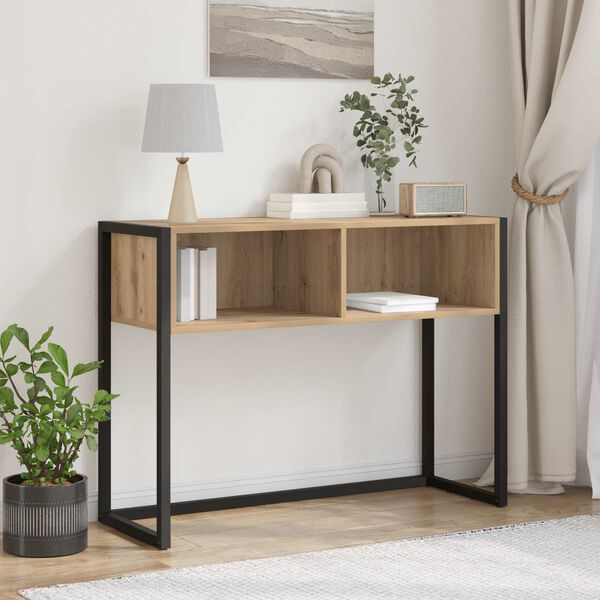 vidaXL Table d'appoint avec stockage Ch&ecirc;ne artisan 100 x 36 x 75 cm