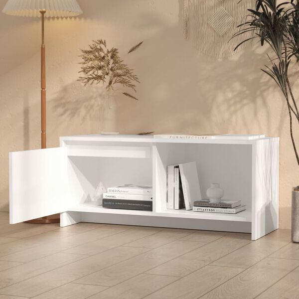 vidaXL Meuble TV Blanc 90x35x40 cm Bois d'ing&eacute;nierie