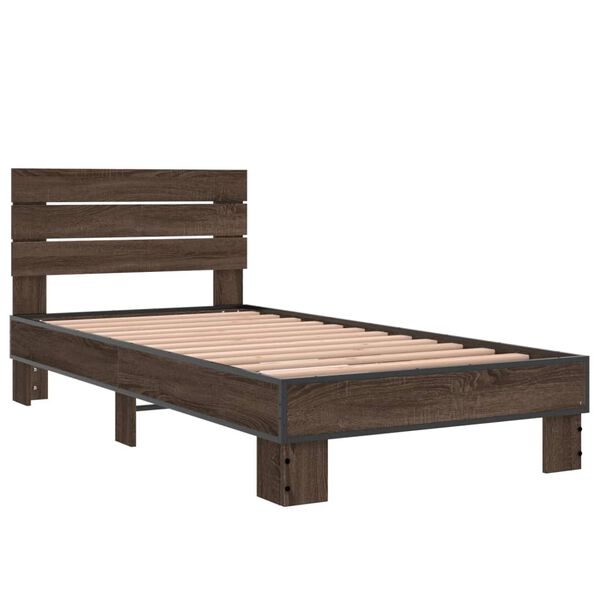 vidaXL Cadre de lit sans matelas ch&ecirc;ne marron 75x190 cm