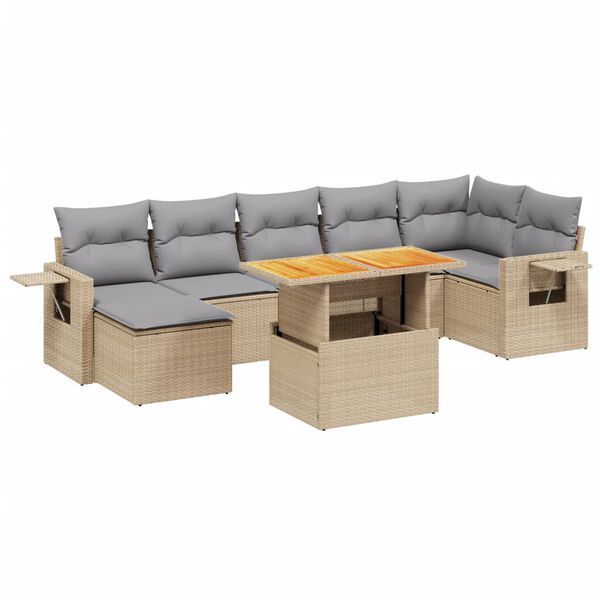 vidaXL Salon de jardin avec coussins 8 pcs beige résine tressée