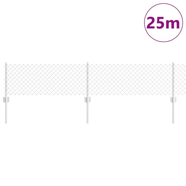 vidaXL Cl&ocirc;ture avec poteau Argent&eacute; 0,4 x 25 m Acier