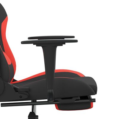 vidaXL Chaise de jeu de massage avec repose-pied Noir et rouge Tissu