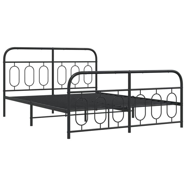 vidaXL Cadre de lit métal sans matelas avec pied de lit noir 140x190cm