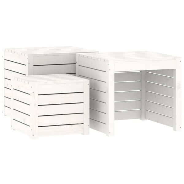 vidaXL Ensemble de bo&icirc;tes de jardin 3 pcs blanc bois de pin massif