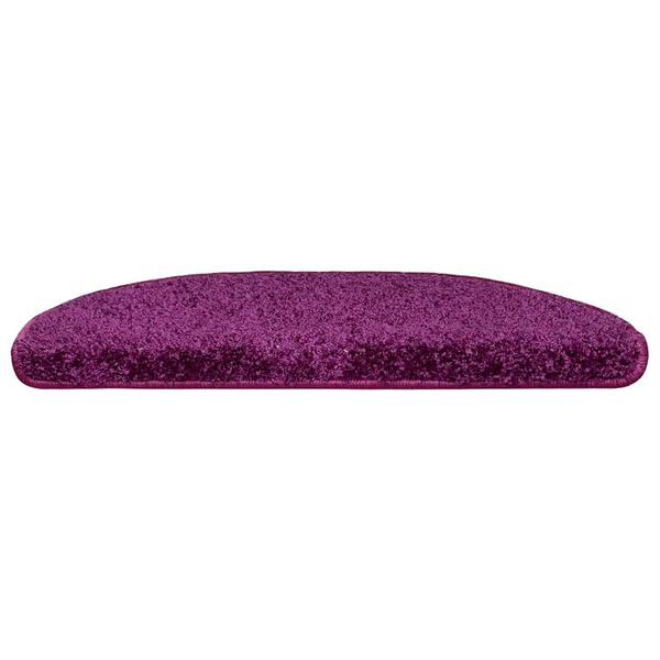 vidaXL Tapis d'escalier 15 pi&egrave;ces 65 x 21 x 4 cm Violet Demi-rond Grand