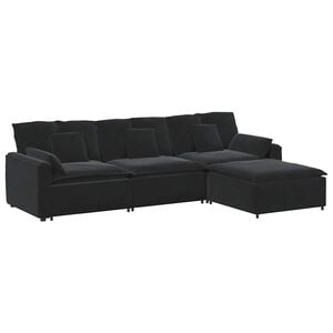 vidaXL Canap&eacute; modulaire avec repose-pieds et coussins gris fonc&eacute;
