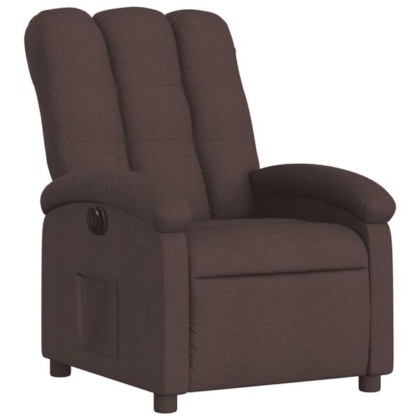 vidaXL Fauteuil inclinable &eacute;lectrique Marron fonc&eacute; Tissu