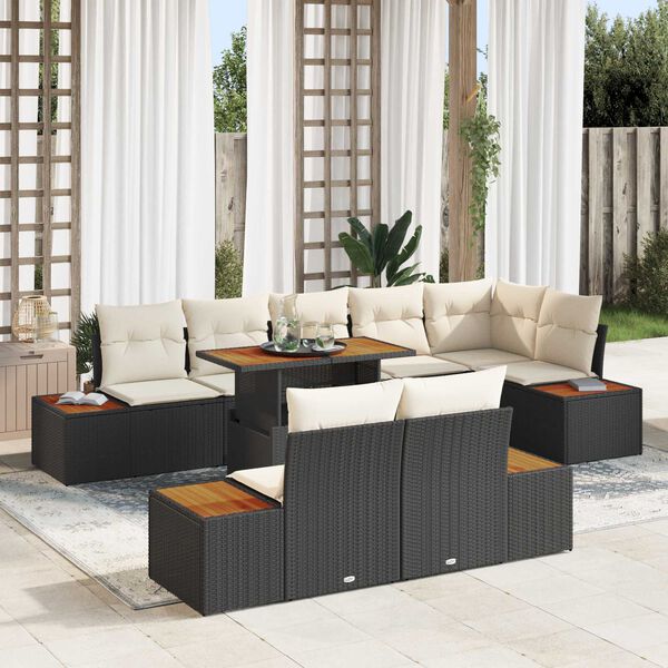 vidaXL Ensemble de salle &agrave; manger pour jardin 9 pcs Noir et Beige