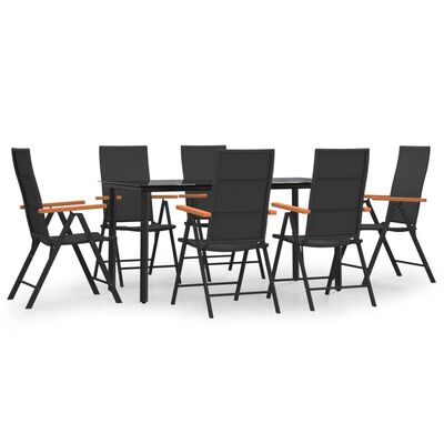 vidaXL Ensemble à manger de jardin 7 pcs Noir et marron Résine tressée