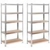 vidaXL &Eacute;tag&egrave;re &agrave; 5 niveaux 2 pcs Argent&eacute; Acier et bois ing&eacute;nierie