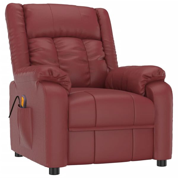 vidaXL Fauteuil de massage Rouge bordeaux Similicuir