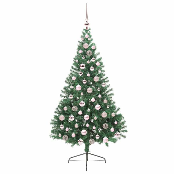 vidaXL Sapin de No&euml;l artificiel pr&eacute;-&eacute;clair&eacute; Vert 180 cm PVC