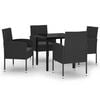vidaXL Ensemble &agrave; manger de jardin 5 pcs Noir