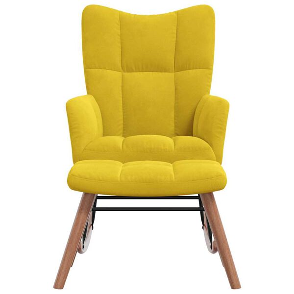 vidaXL Chaise à bascule avec repose-pied Jaune moutarde Velours
