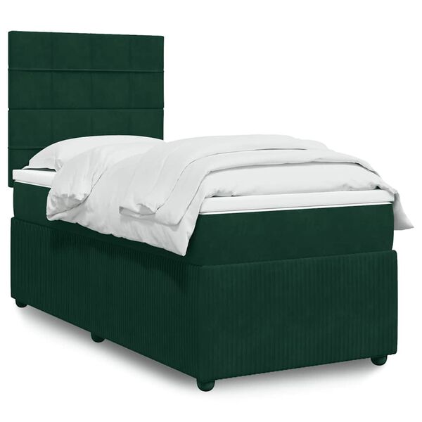 vidaXL Sommier &agrave; lattes de lit et matelas Vert fonc&eacute; 80x200 cm Velours