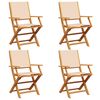 vidaXL Chaises pliantes 4 pi&egrave;ces Tissu beige et bois massif