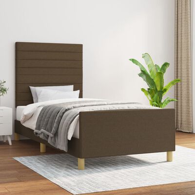 vidaXL Cadre de lit avec tête de lit Marron foncé 90x200 cm Tissu