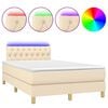 vidaXL Sommier &agrave; lattes de lit avec matelas LED Cr&egrave;me 120x200 cm Tissu