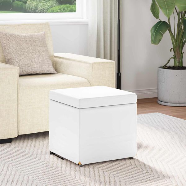 vidaXL Tabouret Blanc Cuir Synth&eacute;tique et Bois Composite