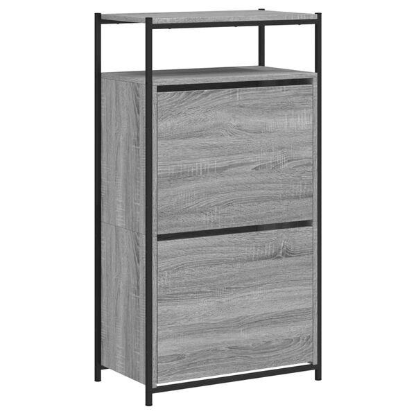 vidaXL Armoire &agrave; chaussures Sonoma gris 60x34x112 cm Bois d'ing&eacute;nierie
