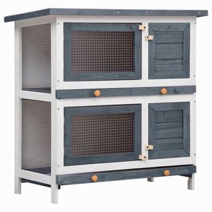 vidaXL Clapier d'ext&eacute;rieur 4 portes Gris Bois