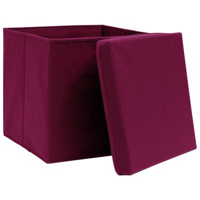 vidaXL Boîtes de rangement 4 pcs Rouge foncé 32x32x32 cm Tissu