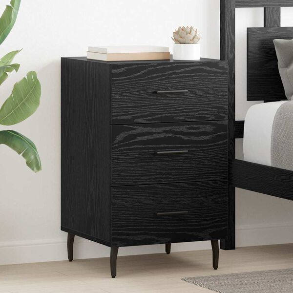 vidaXL Cabinet de chevet Ch&ecirc;ne noir 40 x 40 x 66 cm Bois d'ing&eacute;nierie