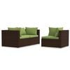 vidaXL Salon de jardin 3 pcs avec coussins Marron R&eacute;sine tress&eacute;e