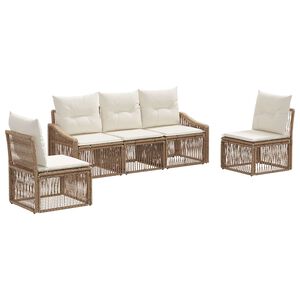 vidaXL Ensemble de canap&eacute; de jardin 5 pc Beige polyrotin