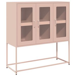 vidaXL Buffet rose 100,5x39x107 cm acier lamin&eacute; &agrave; froid