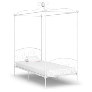vidaXL Cadre de lit &agrave; baldaquin sans matelas blanc m&eacute;tal 90x200 cm