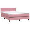 vidaXL Sommier &agrave; lattes de lit avec matelas et LED rose 140x210 cm velours