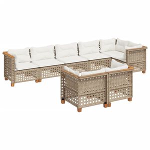 vidaXL Salon de jardin avec coussins 8 pcs beige r&eacute;sine tress&eacute;e