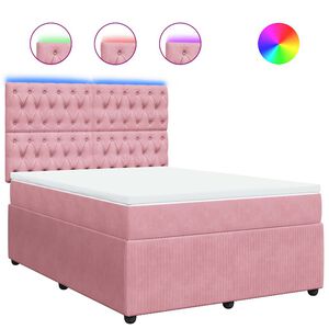 vidaXL Sommier &agrave; lattes de lit avec matelas Rose 140x200 cm Velours