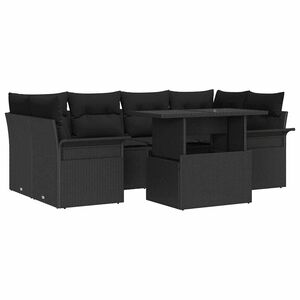 vidaXL Ensemble de canap&eacute; de jardin 7 pc Noir polyrotin