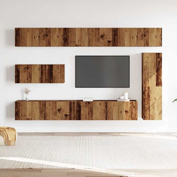 vidaXL Ensemble de meuble TV mural 7 pcs vieux bois bois d'ingénierie