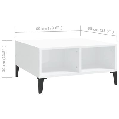 vidaXL Table basse Blanc brillant 60x60x30 cm Aggloméré
