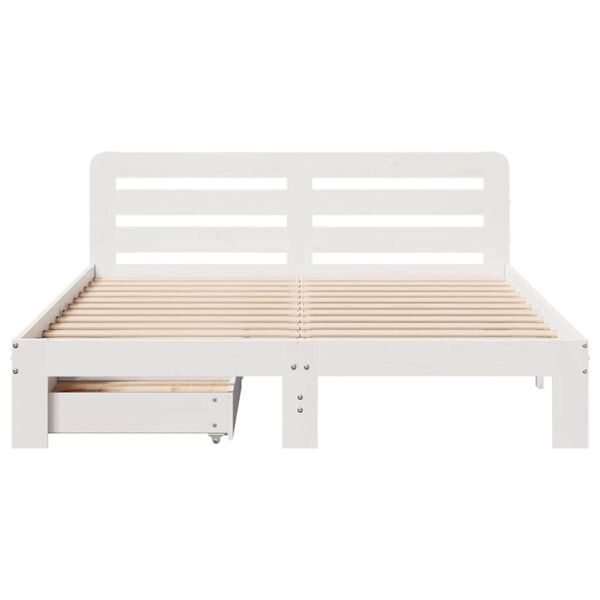 vidaXL Cadre de lit sans matelas blanc 140x200 cm bois de pin massif