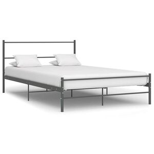 vidaXL Cadre de lit avec t&ecirc;te de lit sans matelas gris 160x200cm m&eacute;tal